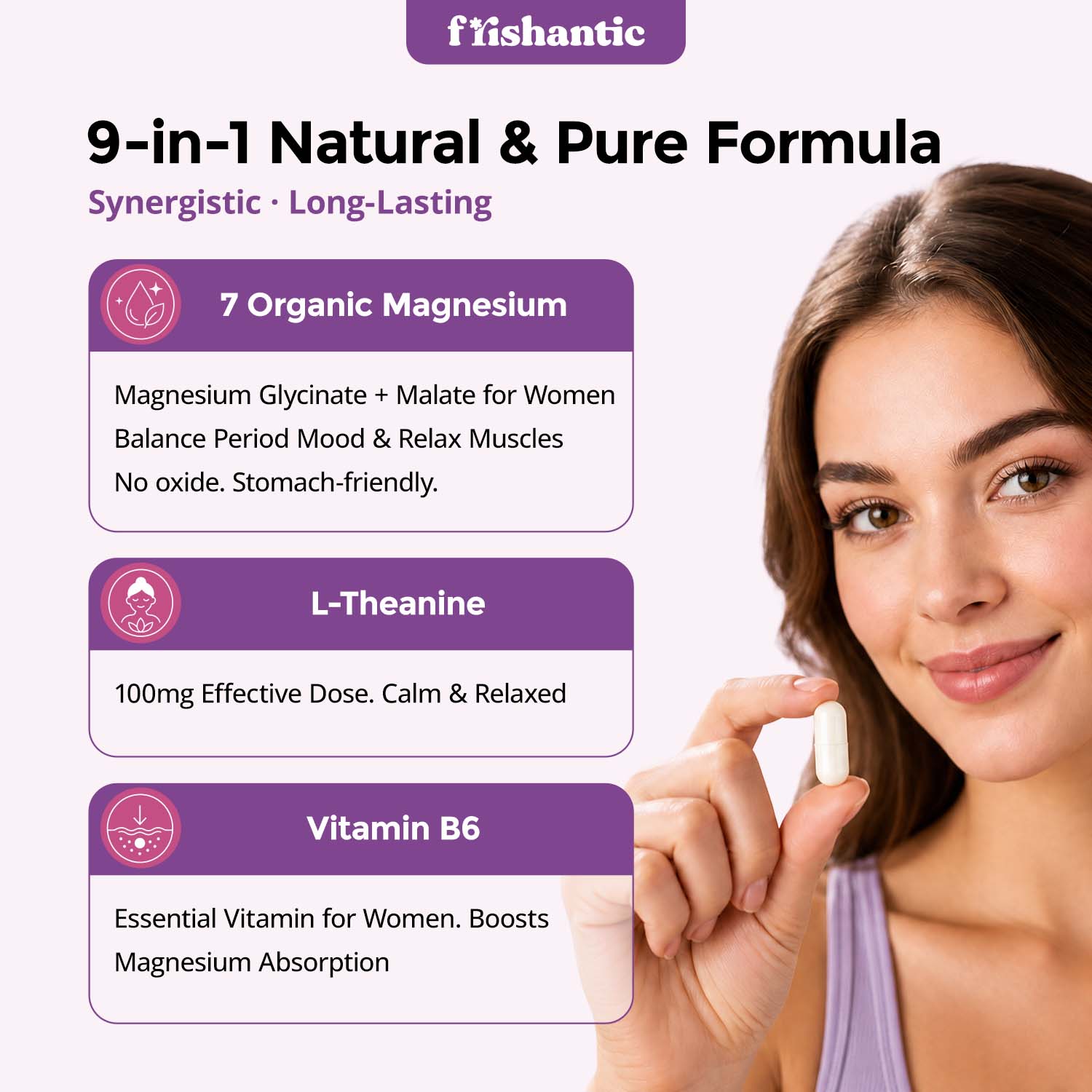 Magnesium Complex for Women,Slow Release Non-GMO 2-Month Capsules