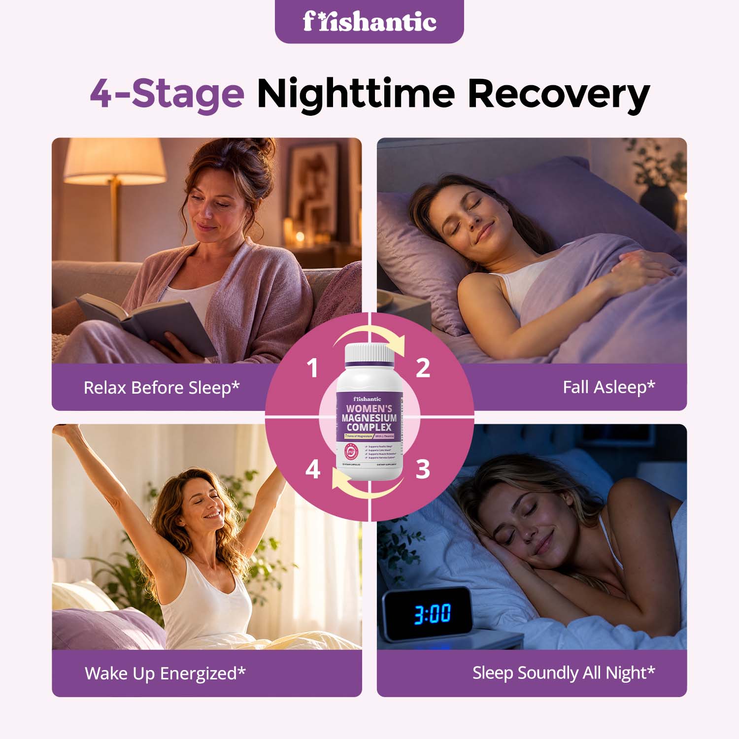 Magnesium Complex for Women,Slow Release Non-GMO 2-Month Capsules