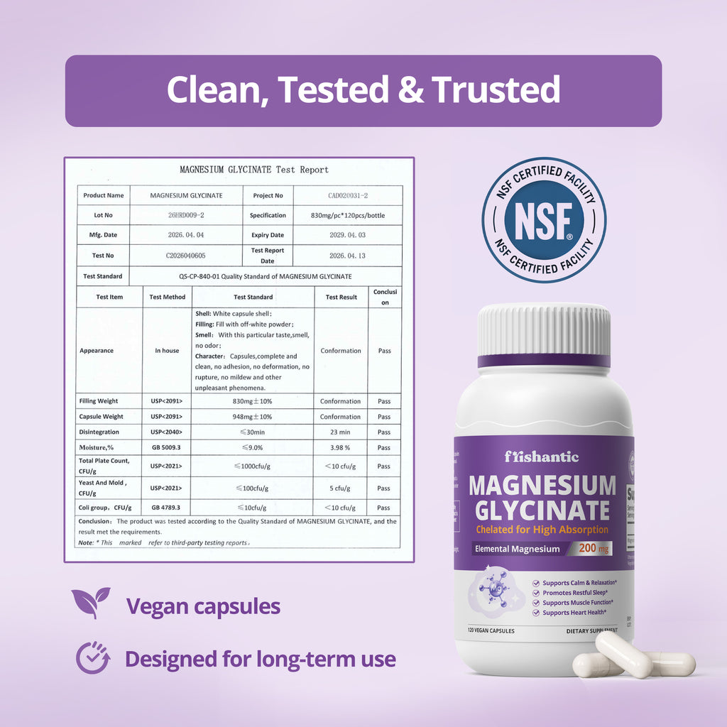 Magnesium Glycinate 200mg, Chelated, 60 Capsules