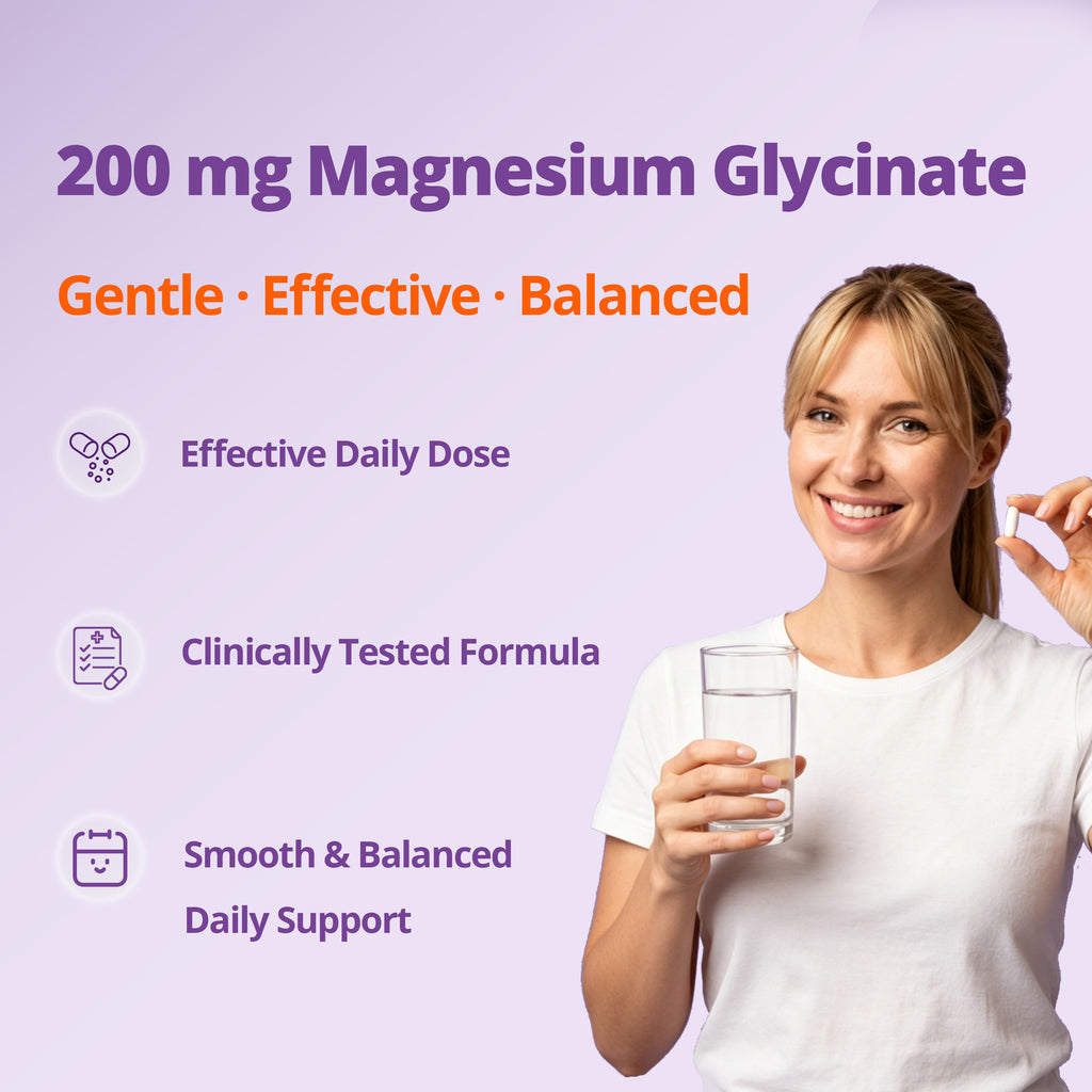 Magnesium Glycinate 200mg, Chelated, 60 Capsules
