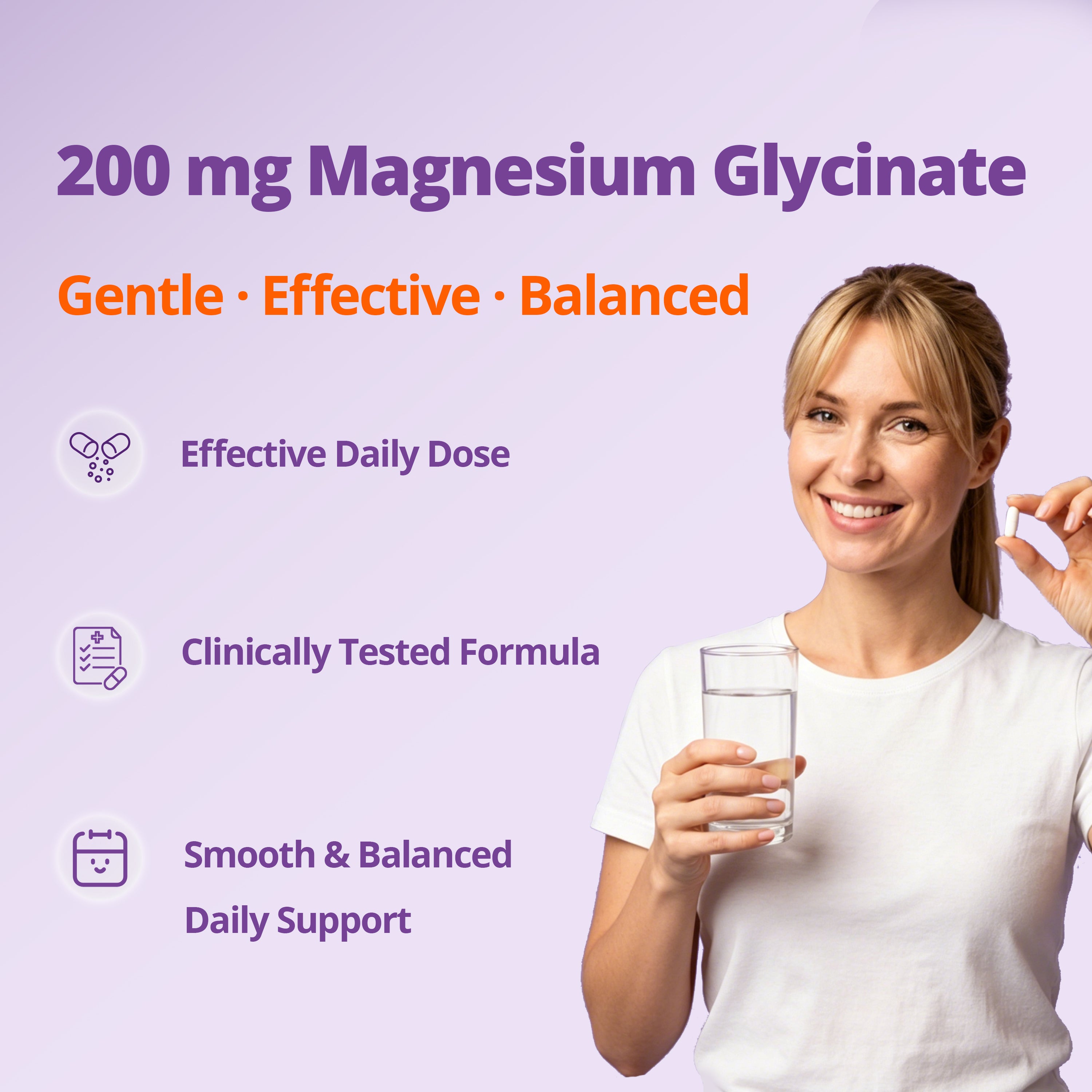 Magnesium Glycinate 200mg, Chelated, 60 Capsules