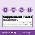 Magnesium Glycinate 200mg, Chelated, 60 Capsules